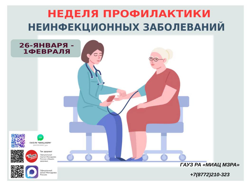 С 26 января по 1 февраля 2026 года Неделя профилактики неинфекционных заболеваний (ХНИЗ)